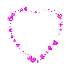 Pink glossy realistic heart frame isolated on white background.