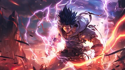 Anime-Kämpfer im Blitze-Sturm: Die Macht des Überlebens