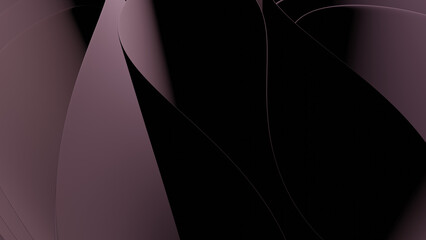 3D Rendering of abstract swirl wavy shape object. For luxurious stylized dark pink purple background or wallpaper