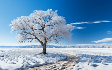 Stunning Winter Landscape with Frosted Tree