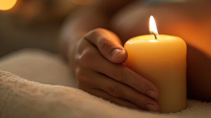 Fototapeta na wymiar Candle aromatherapy relaxing on spa room