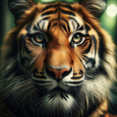 a tiger's face in close-up,