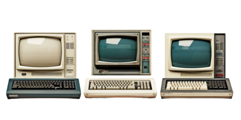 Collection of old computers, illustration, isolated or white background