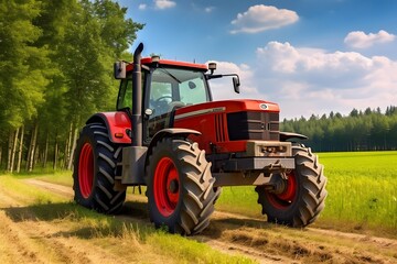 Obraz premium Agricultural tractor in the field