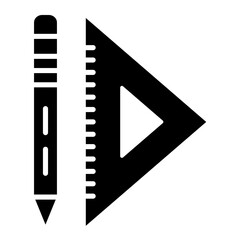 Pencil and Set Square icon vector image. Can be used for School.