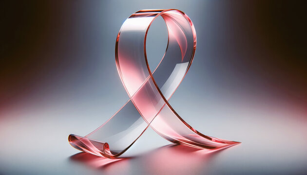 AI generated illustration of a pink ribbon symbolizing breast cancer awareness