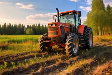 Tractor in the field, Agricultural machinery