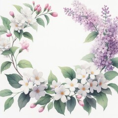 Watercolor Illustrations of Lilac Flowers: Delicate Blossoms in a Spring Garden