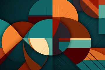 Colorful animated background, in the style of linear patterns and shapes, rounded shapes, dark cyan and mahogany, flat shapes