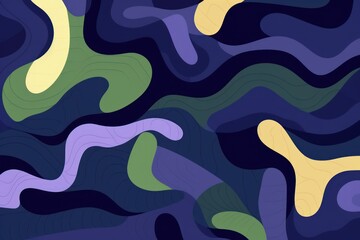 Colorful animated background, in the style of linear patterns and shapes, rounded shapes, dark lavender and olive, flat shapes