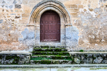 Beautiful door and carved stone details in Caceres