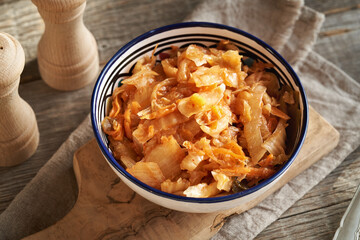Fermented kimchi vegetables in a bowl