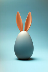 Clean, minimalist and modern easter egg in muted color with bunny ears - Generative AI