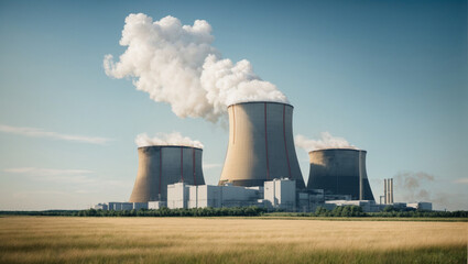 Fototapeta na wymiar A Glimpse into Nuclear Energy's Brilliance, Power Plant 