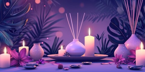 aromatherapy diffusers, candles, and relaxation zones in a spa