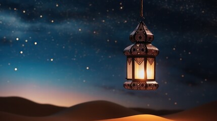 Candle lantern decoration, Islamic holiday Ramadan Kareem ornament wallpaper night background. - obrazy, fototapety, plakaty