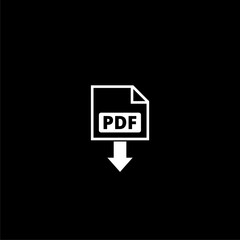 File download icon. Document icon isolated on black background 