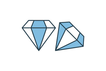 diamond icon. icon related to graduation and achievement. suitable for web site, app, user interfaces, printable etc. flat line icon style. simple vector design editable