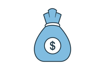 money bag icon. icon related to graduation and achievement. suitable for web site, app, user interfaces, printable etc. flat line icon style. simple vector design editable