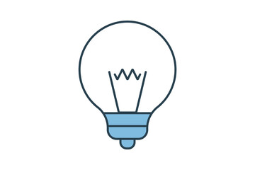 sparkling light bulb icon. icon related to graduation and achievement. suitable for web site, app, user interfaces, printable etc. flat line icon style. simple vector design editable