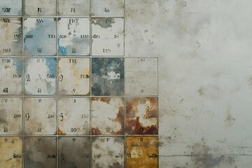 Vintage Periodic Table of Elements on Aged Concrete Wall