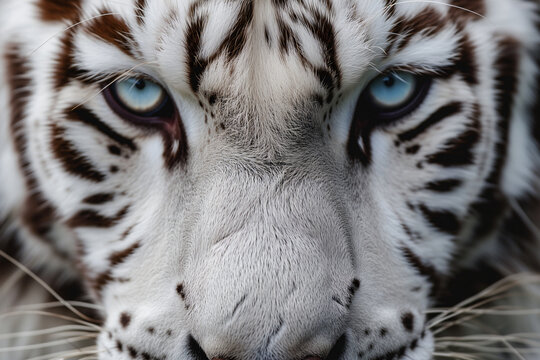 close up portrait a white tiger face
