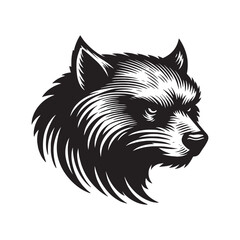Wolverine angry head. Vintage retro engraving illustration. Black icon, logo, label. isolated element. png	 - obrazy, fototapety, plakaty