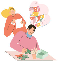 Mental health counseling vector illustration. Problem solving strategies are employed in counseling sessions to help patients overcome obstacles The mind is complex maze explored through psychological