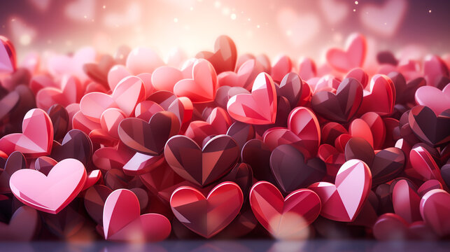 Red hearts abstract creative background