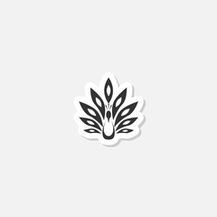 Peacock icon sticker isolated on gray background