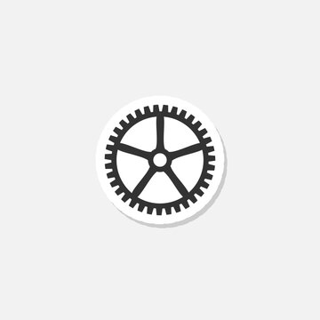 Gear of a bike icon sticker isolated on gray background