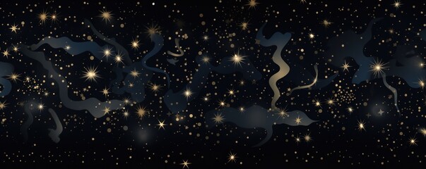Ebony magic starry night. Seamless vector pattern with stars texture marble - obrazy, fototapety, plakaty