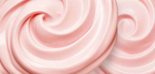 Strawberry flavour ice cream in close up