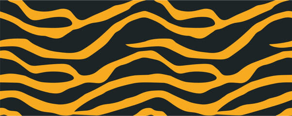 Orange zebra skin vector print. Illustration. Vector seamless texture. Print on fabric and textiles. Animal Background. Abstract animal striped seamless pattern.