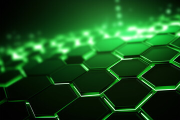 Obraz premium Abstract green hexagonal background Futuristic technology concept