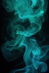 Empty dark background with cyan smoke