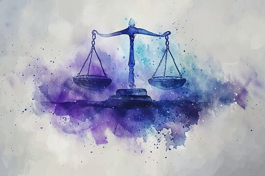 Watercolor painting of Libra the zodiac background concept horoscope illustration.