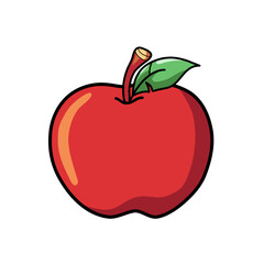 red Apple icon isolated on white background, vector illustration, cartoon style, color drawing sign, symbol.