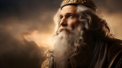 Old and wise David, king of Israel.  Old testament character from the bible, David. - obrazy, fototapety, plakaty