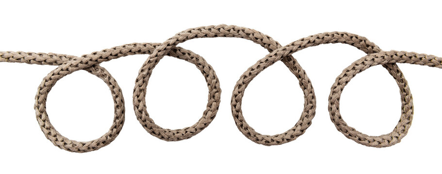 Jute. Twisted linen rope on a white background. Rope. Loop