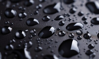 Black background with water drops close-up.