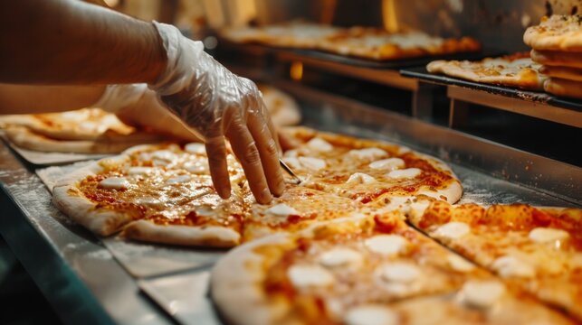 Close-up of a hands cooking Pizza, Generate by AI