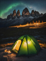 Camping under a beautiful stary night - obrazy, fototapety, plakaty