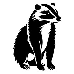 badger standing black silhouette logo svg vector, badger icon illustration.