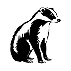 badger standing black silhouette logo svg vector, badger icon illustration.