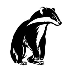 badger standing black silhouette logo svg vector, badger icon illustration.