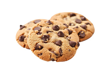 Chocolate chip cookie isolated on white background, no shadow