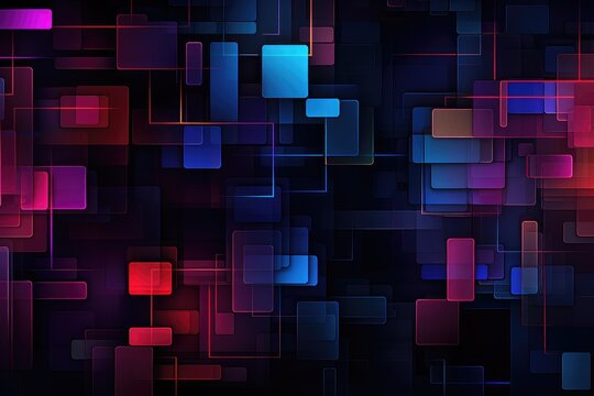 Abstract Glowing Neon Rectangles Background
