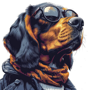 A Hellenic Hound In Greek Hunting Dog Glasses, Isolate Images White Background