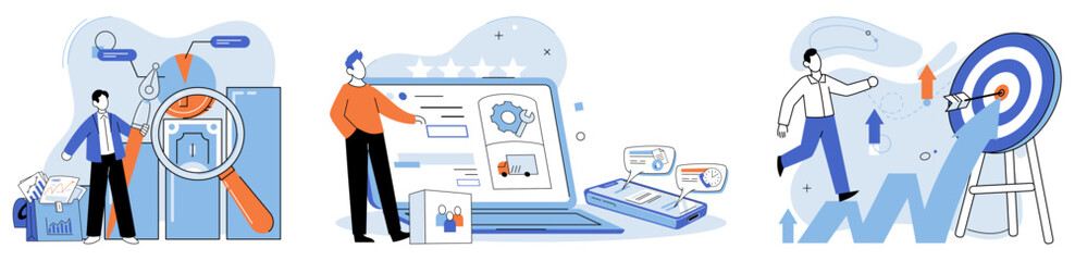 Business objectives. Vector illustration. Defining measurable targets helps businesses track their performance A well-structured commercial plan sets foundation for business success Partnerships